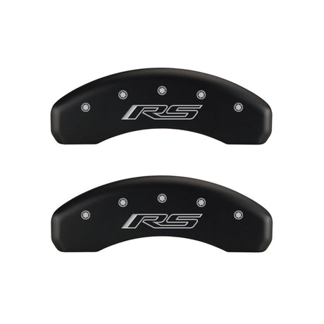 MGP 4 Caliper Covers Engraved Front Gen 5/Camaro Engraved Rear Gen 5/RS Red finish silver ch 14240SCR5RD