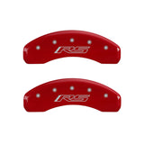 MGP 4 Caliper Covers Engraved Front Gen 5/Camaro Engraved Rear Gen 5/RS Red finish silver ch 14240SCR5RD