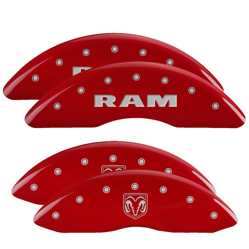 MGP 4 Caliper Covers Engraved Front RAM Engraved Rear RAMHEAD Red finish silver ch 55002SRMHRD