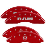 MGP 4 Caliper Covers Engraved Front RAM Engraved Rear RAMHEAD Red finish silver ch 55002SRMHRD