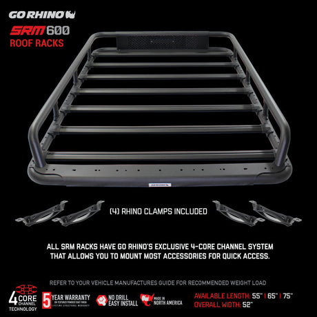 Go Rhino Universal 65in SRM 600 Basket Style Rack - Textured black 5936065T