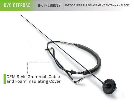 DV8 Offroad 1997-06 Jeep TJ Replacement Antenna Black D-JP-190012