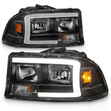 ANZO 97-04 Dodge Dakota/Durango Crystal headlight Set w/ Light Bar Black Housing 111591