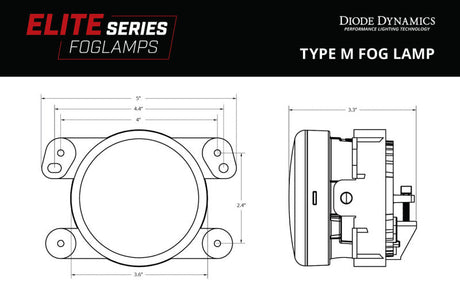 Diode Dynamics Elite Series Type M Fog Lamps - Yellow (Pair) DD5131P