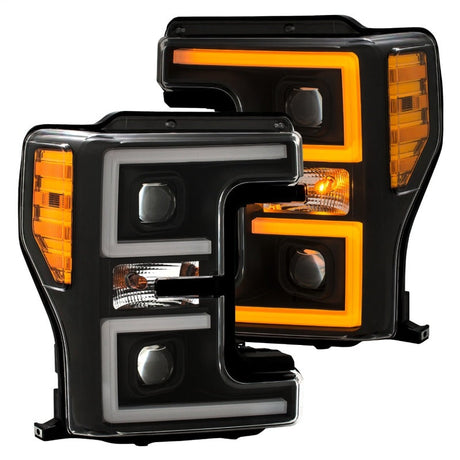 ANZO LED Headlights 17-18 Ford F-250 Super Duty Plank-Style L.E.D. Headlight Black (Pair) 111388