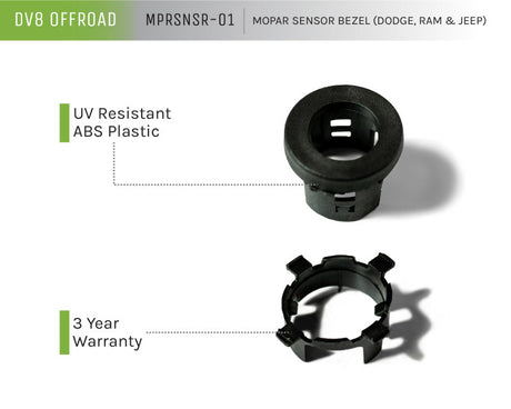 DV8 Offroad Jeep/Dodge/RAM Front Bezel & Rear Clip Replacement Kit for MOPAR Sensors - Set of 4 MPRSNSR-01