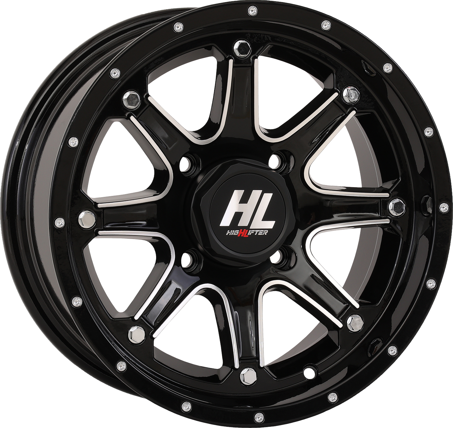 HIGH LIFTER Wheel - HL4 - Front/Rear - Gloss Black w/Machined - 14x7 - 4/137 - 4+3 (+10 mm) 14HL04-1137