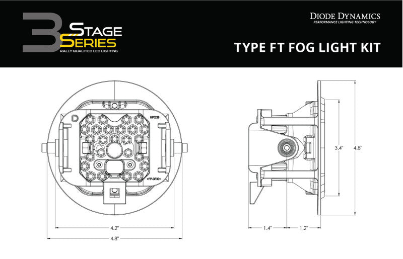 Diode Dynamics SS3 Pro Type FT Kit ABL - Yellow SAE Fog DD7024