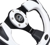 NRG Reinforced Steering Wheel (320mm) Blk w/White Trim & 4mm 3-Spoke RST-001WT