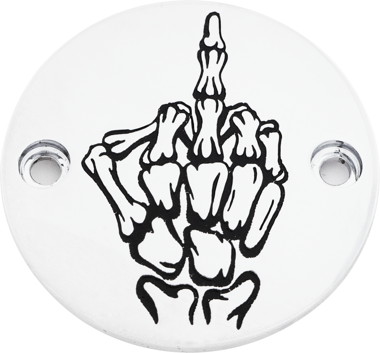 CUSTOM ENGRAVING M8 Timer Cover Bone Finger Chrome SKUL24-63