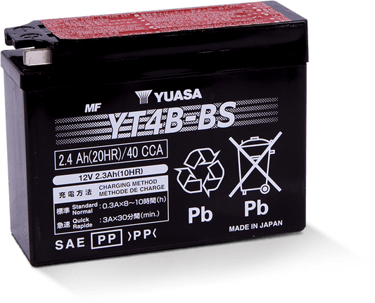 Yuasa YT4B-BSMaintenance Free AGM 12 Volt Battery (Bottle Supplied)