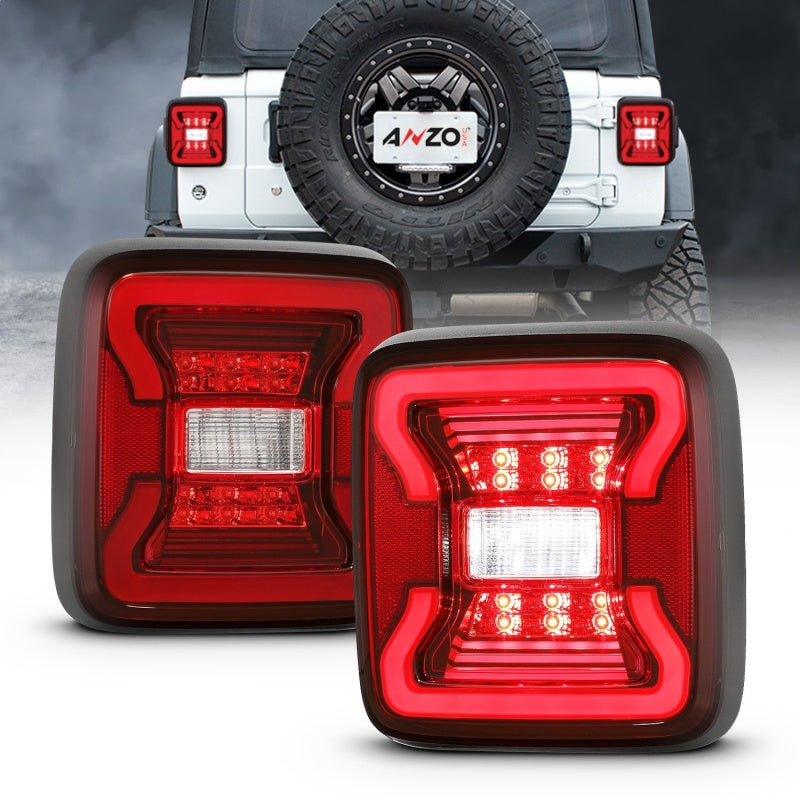 ANZO 18-19 Jeep Wrangler JL LED Taillights Black 311295