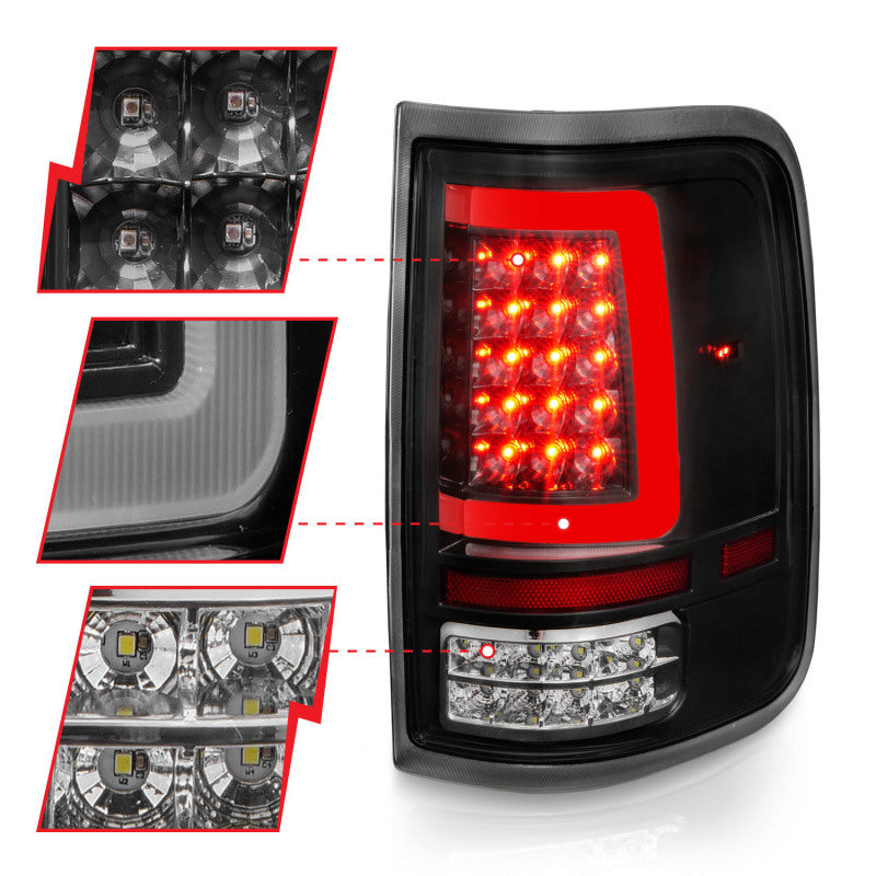 ANZO 2004-2006 Ford F-150 LED Tail Lights w/ Light Bar Black Housing Clear Lens 311342