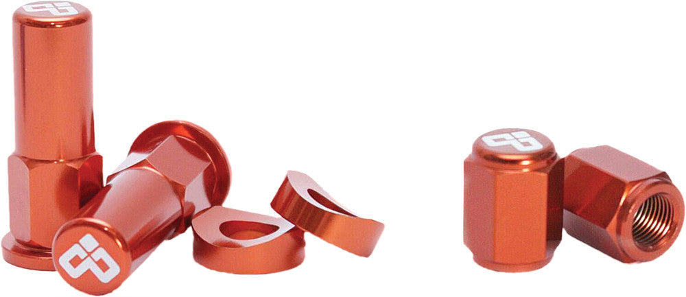 DUBYA Rim Lock Nut & Valve Cap Kit Orange 68-051O