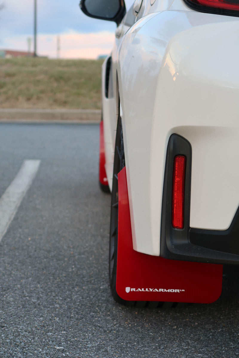 Rally Armor 2023 Toyota GR Corolla Red UR Mud Flap w/ White Logo MF89-UR-RD-WH