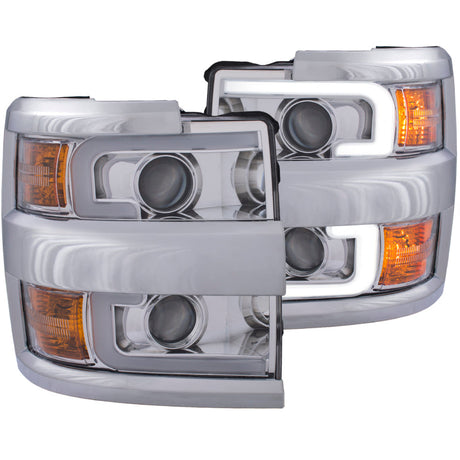 ANZO Projector Headlights 15-17 Chevrolet Silverado 2500HD / 3500HD Chrome w/ Chrome Rim 111366