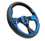 NRG Reinforced Steering Wheel (320mm) Blk w/Blue Trim RST-001BL
