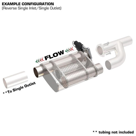 QTP 2.5in Weld-On 304SS Reverse Screamer Muffler w/Bolt-On QTEC Electric Cutout 13251C