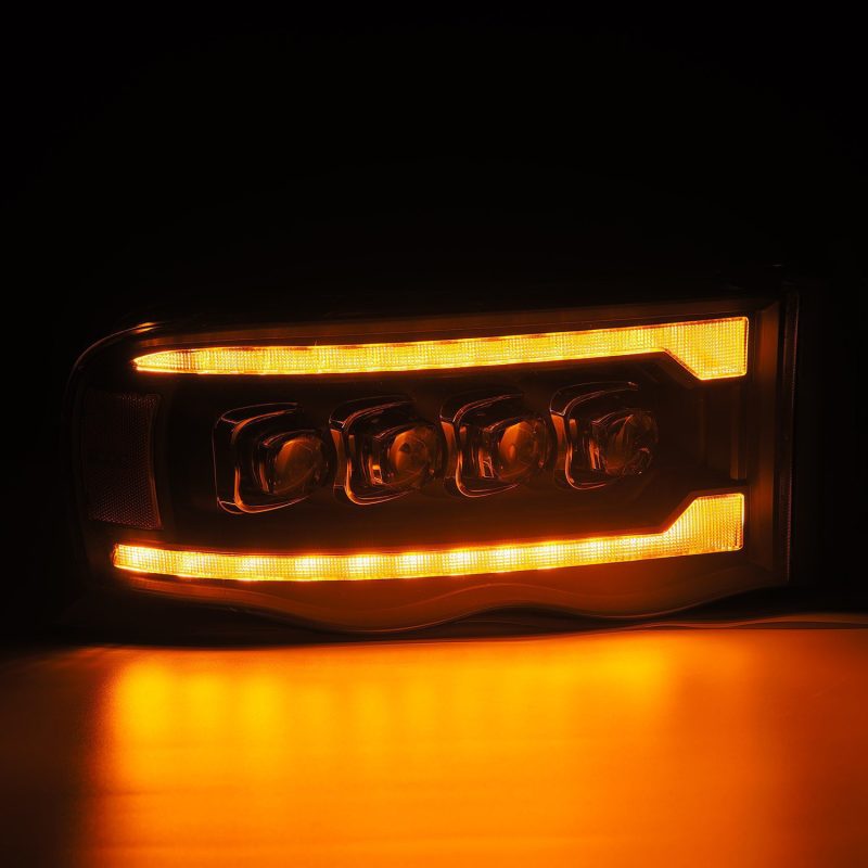 AlphaRex 02-05 Dodge Ram 1500 NOVA LED Proj Headlights Plank Style Blk w/Activ Light/Seq Signal 880564