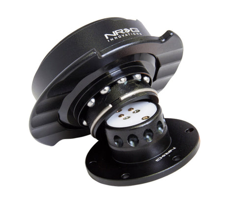 NRG Quick Release Kit Gen 2.5 - Black / Black Ring w/Finger Grooves SRK-250BK