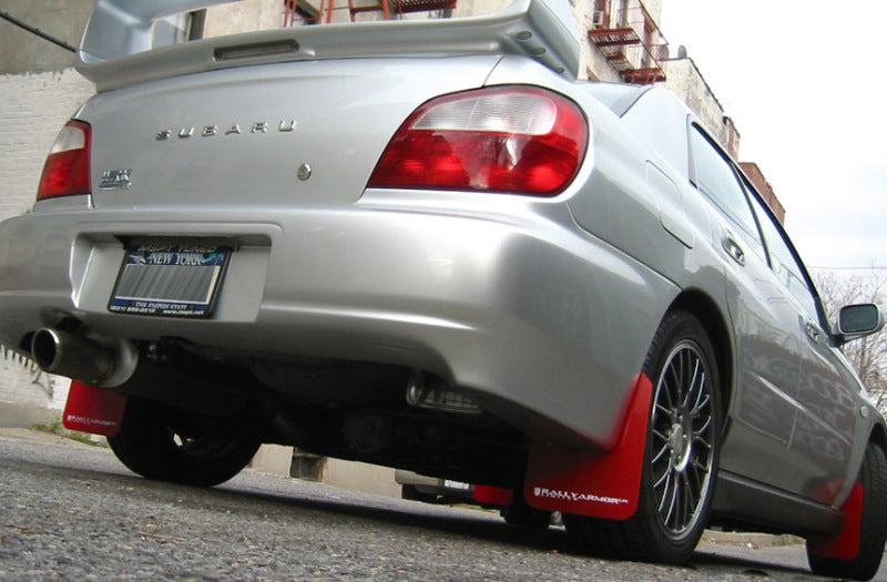 Rally Armor 02-07 Subaru WRX/STI/RS/2.5i (wagons req mod) UR Red Mud Flap w/ White Logo MF1-UR-RD/WH