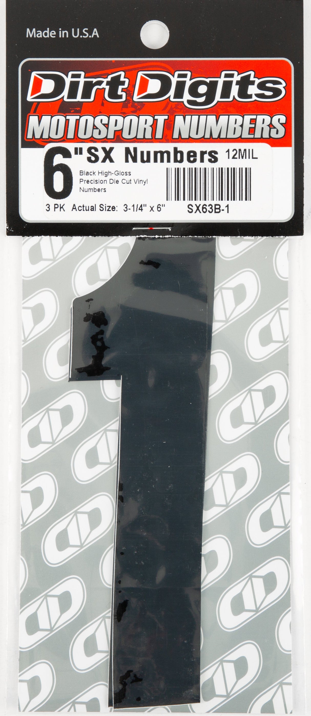 DIRT DIGITS #1 6" Black Super X Digits 3/Pk SX63B-1