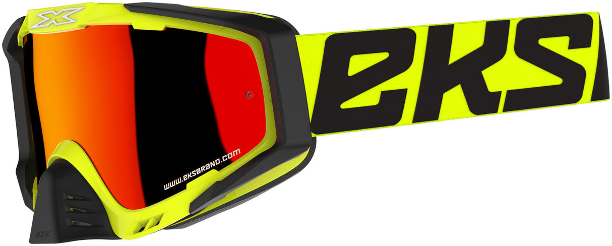 EKS BRAND Outrigger Goggle Flo Ylw/Blk W/Red Mirror 067-50190