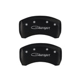 MGP 4 Caliper Covers Engraved Front & Rear Cursive/Charger Red finish silver ch 12181SCHSRD