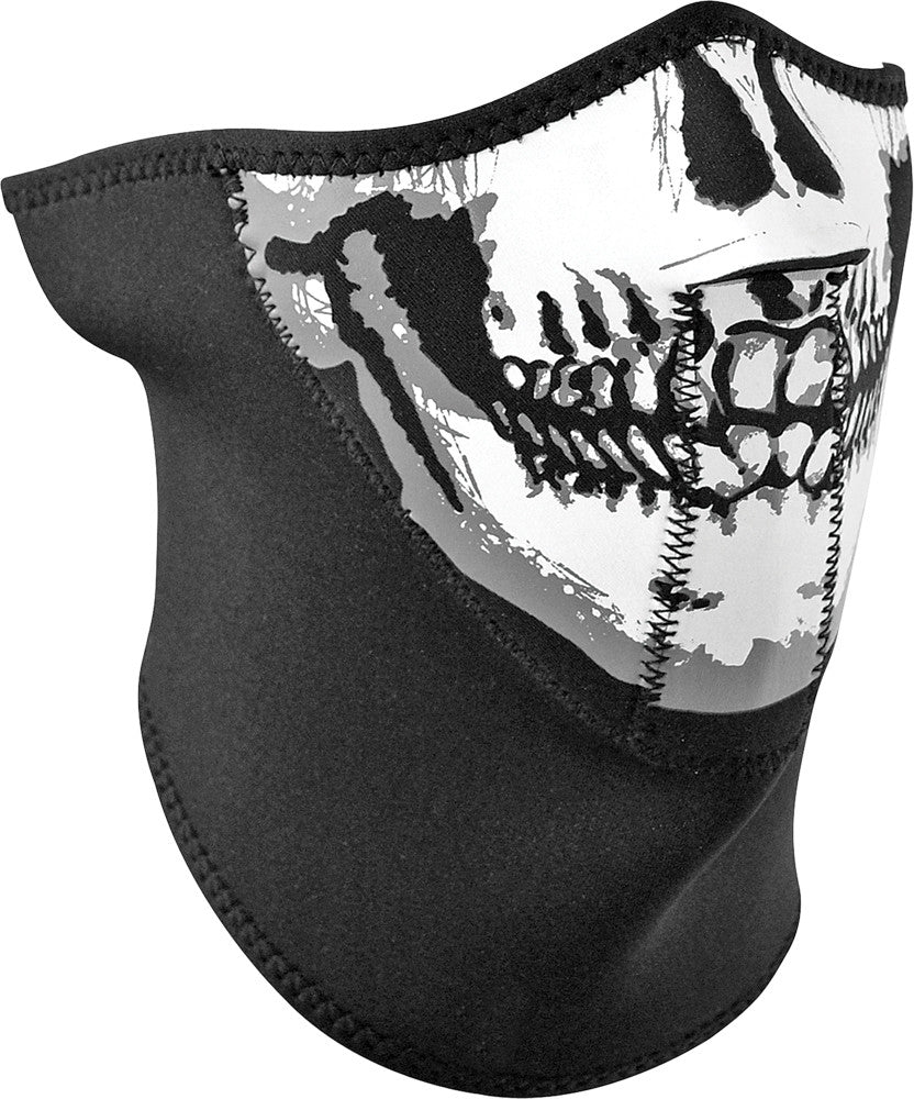 ZAN Neoprene 3-Panel Half Mask Black Skull Face WNFM002H3