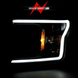 ANZO 2018-2019 Ford F-150 Projector Plank Style H.L. Black Amber (Without Switchback) 111467