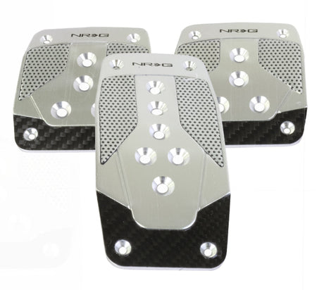 NRG Aluminum Sport Pedal M/T - Silver w/Black Carbon PDL-400SL