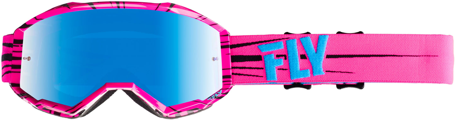 FLY RACING Zone Goggle Pink/Teal W/Sky Blue Mirror Lens W/Post FLA-018