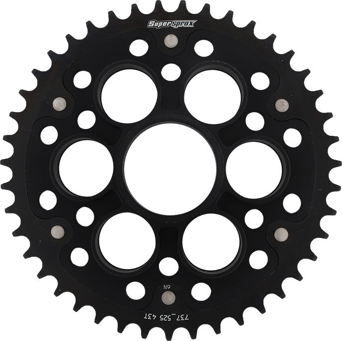 SUPERSPROX Rear Stealth Sprocket Alu/Stl 43t-525 Blk Duc RST-737525-43-BLK