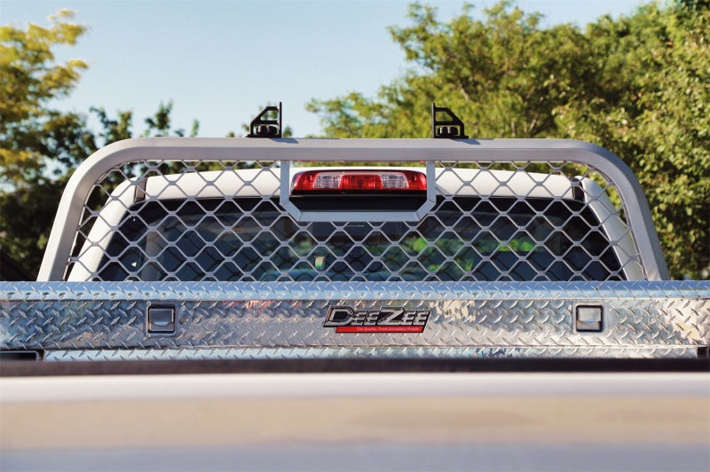 Deezee 17-23 Ford SuperDuty Cargo Management Cab Rack - Silver Mesh DZ 95072R