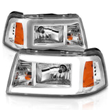 ANZO 2001-2011 Ford Ranger Crystal Headlights w/ Light Bar Chrome Housing 111512