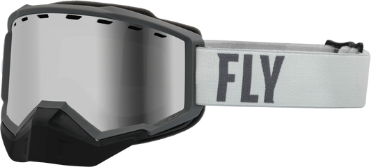 FLY RACING Focus Snow Goggle Gry/Dark Gry W/ Silver Mirror/Smoke Lens 37-50083