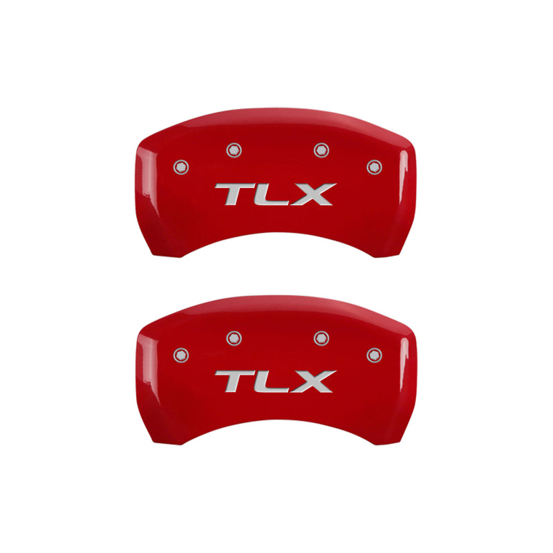 MGP 4 Caliper Covers Engraved Front Acura Engraved Rear TLX Red finish silver ch 39018STLXRD