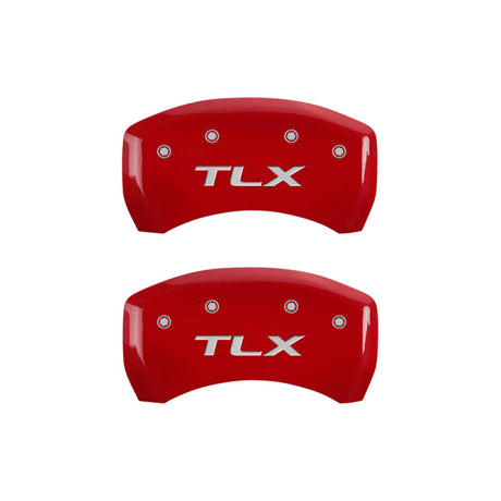 MGP 4 Caliper Covers Engraved Front Acura Engraved Rear TLX Red finish silver ch 39018STLXRD