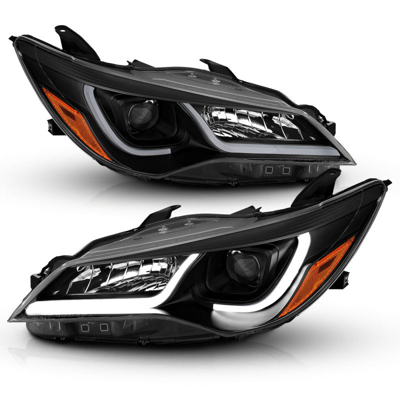 ANZO Projector Headlights With Plank Style Design Black w/Amber 15-16 Toyota Camry (4DR) 121518