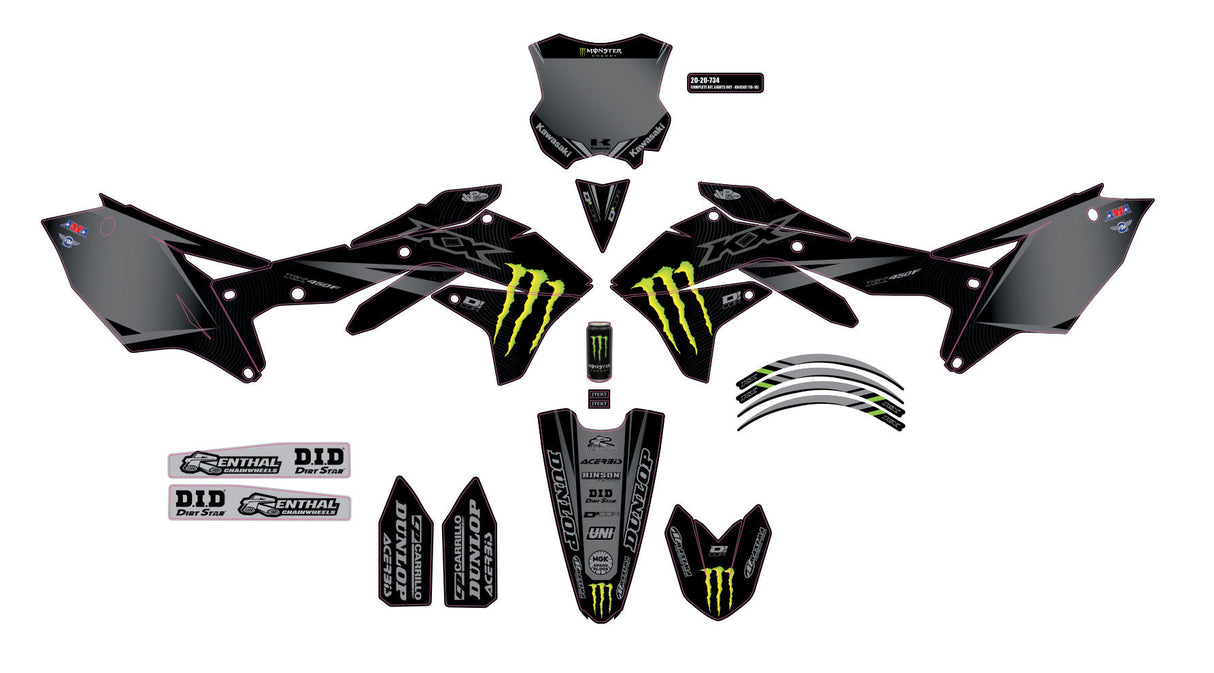 D-COR Monster Mek Lights Out Kxf 450 '16-18 Complete Graphic Kit 20-20-734