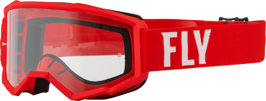 FLY RACING Focus Goggle Red/White W/ Clear Lens 37-51145