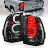 ANZO 2002-2009 Chevrolet Trailblazer LED Tail Lights w/ Light Bar Black Housing Clear Lens 311371