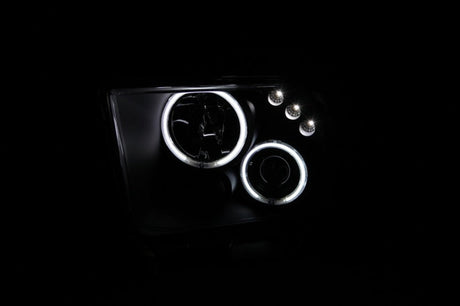 ANZO 2005-2009 Ford Mustang Projector Headlights w/ Halo Black 121166
