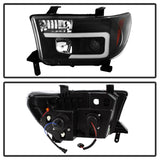 Spyder 08-13 Toyota Sequoia Projector Headlights - Light Bar DRL - Black PRO-YD-TTU07V2-LB-BK 5085344