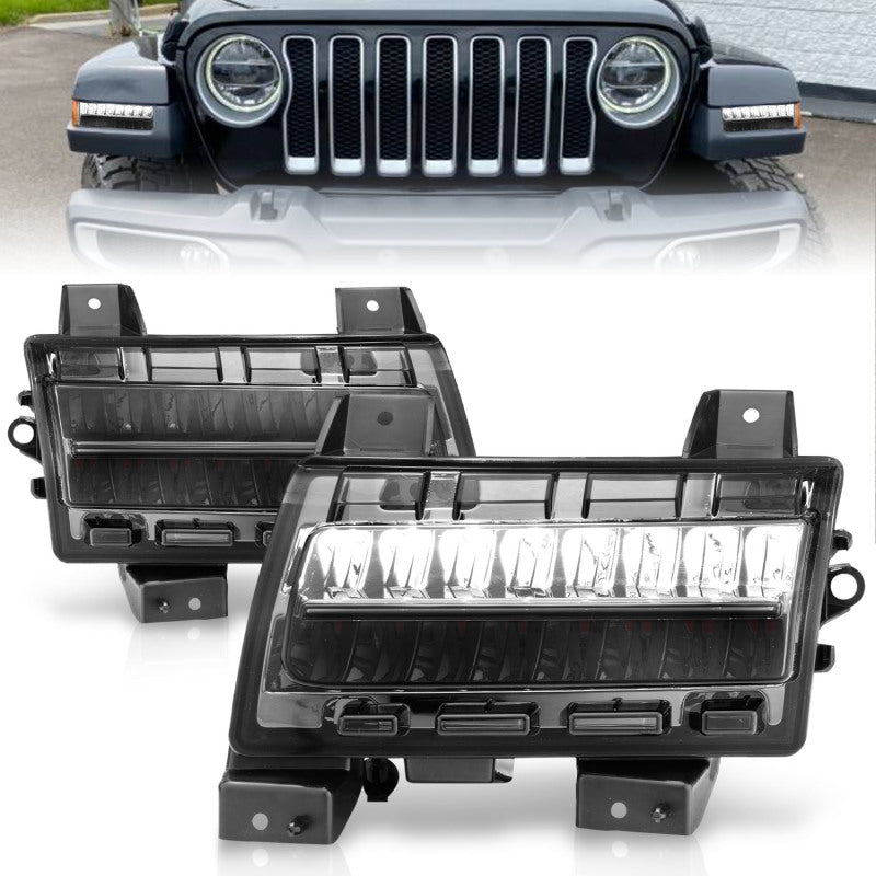 ANZO 2018-2021 Jeep Wrangler LED Side Markers Chrome Housing Smoke Lens w/ Seq. Signal Sport Bulb 511085