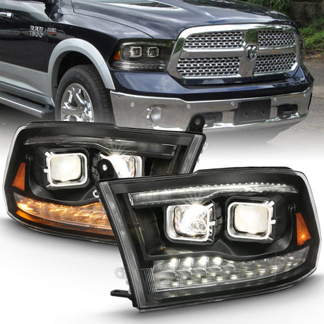 ANZO 2009-2018 Dodge Ram 1500 Projector H.L. Switchback Chrome Amber 111442