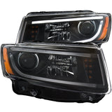 ANZO 2014-2015 Jeep Grand Cherokee Projector Headlights w/ Plank Style Design Black 111329