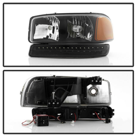 xTune GMC Sierra 99-06 /Yukon 00-06 Headlights & LED Bumper Lights - Black HD-JH-GS99-LED-SET-BK 9037399