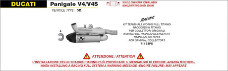 71163PK Ducati Panigale V4 2025-2026  Arrow Exhaust slip on Racing Double Titanium Works Silencers for