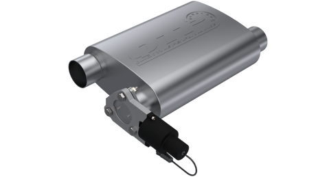 QTP 2.5in Weld-On 304SS Reverse Screamer Muffler w/Bolt-On QTEC Electric Cutout 13251C